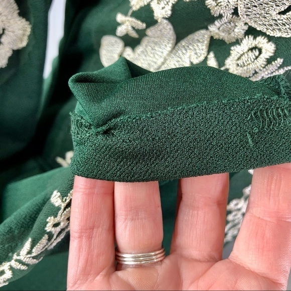 Gianni Bini emerald green bodycon long sleeve dress metallic embroidery S - Picture 6 of 10
